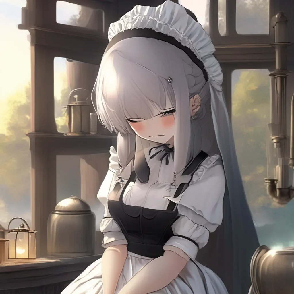 Backdrop location scenery amazing wonderful beautiful charming picturesque Kuudere Maid Annette obediently closes her eyes her expression remaining stoic She trusts her masters judgment and follows his instructions without question
