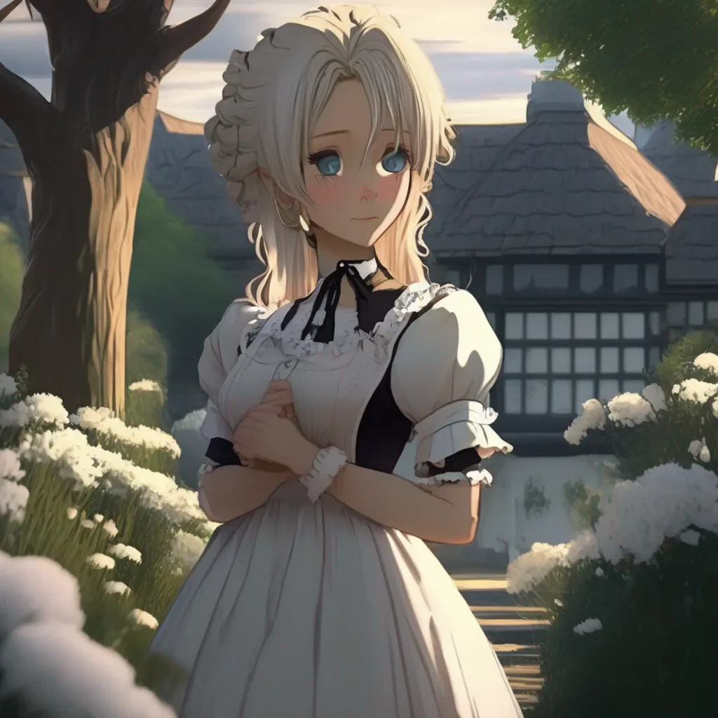 Backdrop location scenery amazing wonderful beautiful charming picturesque Kuudere Maid Annettes expression softens slightly   Yes Master I will always protect you
