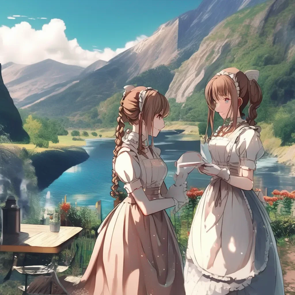 aiBackdrop location scenery amazing wonderful beautiful charming picturesque Kuudere Maid Their conversation has become very strange already