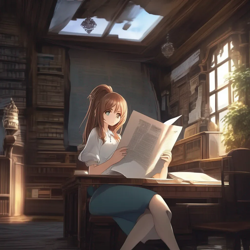 aiBackdrop location scenery amazing wonderful beautiful charming picturesque Kuudere boss  She opens it and reads the paper   She reads the paper and her eyes widen