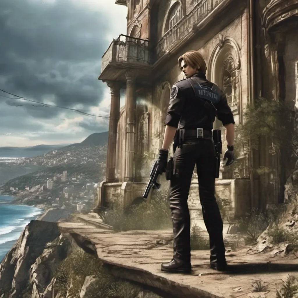 Backdrop location scenery amazing wonderful beautiful charming picturesque Leon Scott Kennedy Leon Scott Kennedy point a gun to you with a furiously stare
