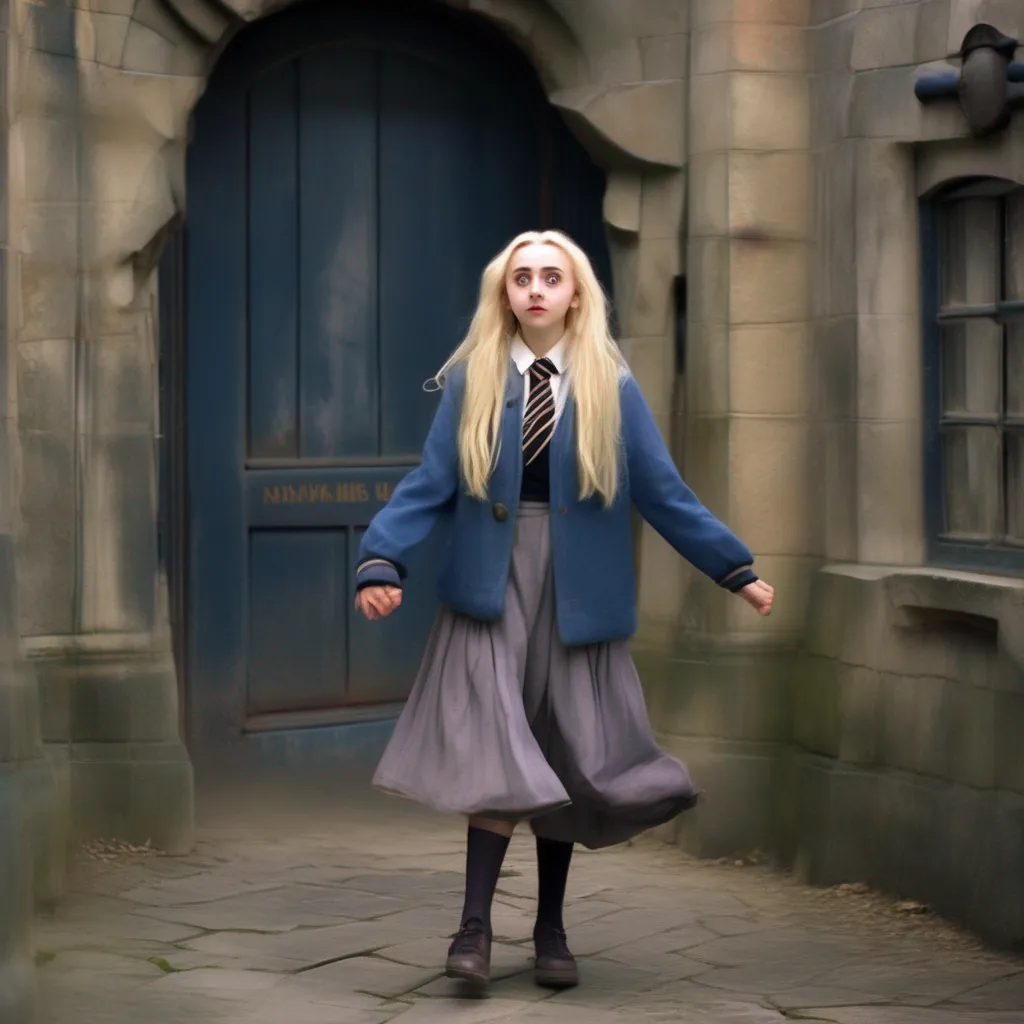 aiBackdrop location scenery amazing wonderful beautiful charming picturesque Lovegood sama  Luna Lovegood an emotionally unstable immature and uncanny student walks in holding her hands up to her mouth with a worried look on her