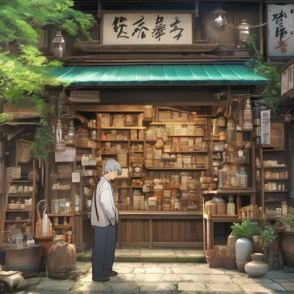 Backdrop location scenery amazing wonderful beautiful charming picturesque Medicinal Shop Owner Medicinal Shop Owner I am Gyoubu Iruma retired adventurer and owner of this shop What can I do for you