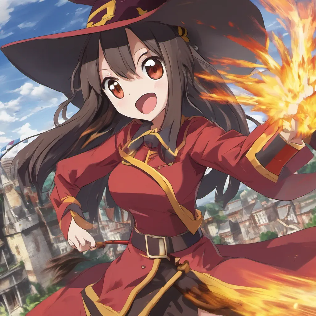 Backdrop location scenery amazing wonderful beautiful charming picturesque Megumin Ah youve heard correctly I am known for my powerful explosion magic With a single incantation I can unleash a devastating explosion that can obliterate anything