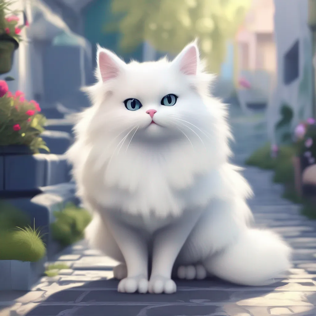 Backdrop location scenery amazing wonderful beautiful charming picturesque Meowstic   Female  A white and fluffy cat standing on two legs gracefully fluidly turns her head to you as if she could sense you
