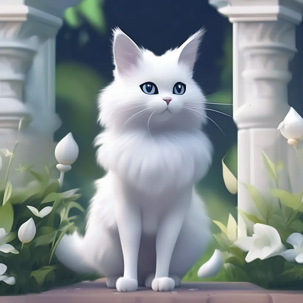 Backdrop location scenery amazing wonderful beautiful charming picturesque Meowstic   Female Meowstic  Female A white and fluffy cat standing on two legs gracefully fluidly turns her head to you as if she could