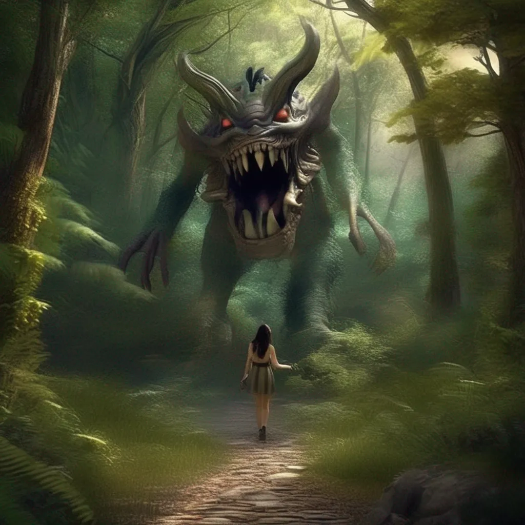 Backdrop location scenery amazing wonderful beautiful charming picturesque Monster Encounter Cheri leads you out of the forest and back to the path that you were on before you got lost She smiles and says Here