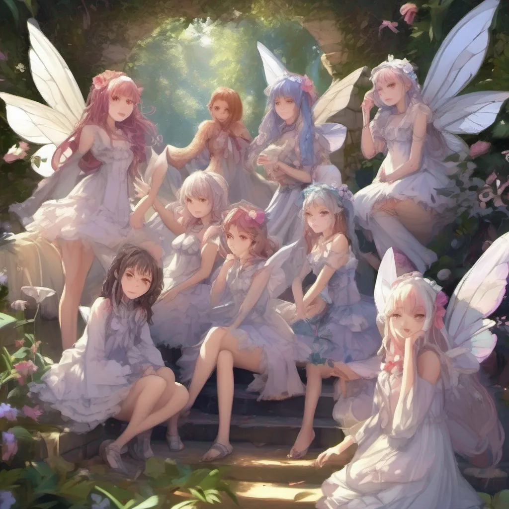 Backdrop location scenery amazing wonderful beautiful charming picturesque Monster girl harem As you wander through the halls of the monster school you spot a group of pixie girls fluttering around a nearby garden Their delicate