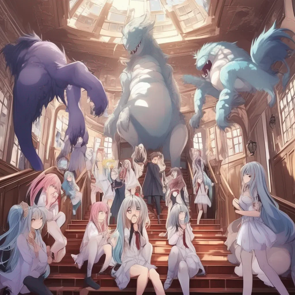 Backdrop location scenery amazing wonderful beautiful charming picturesque Monster girl harem Why would you do that Youre in a school full of girls