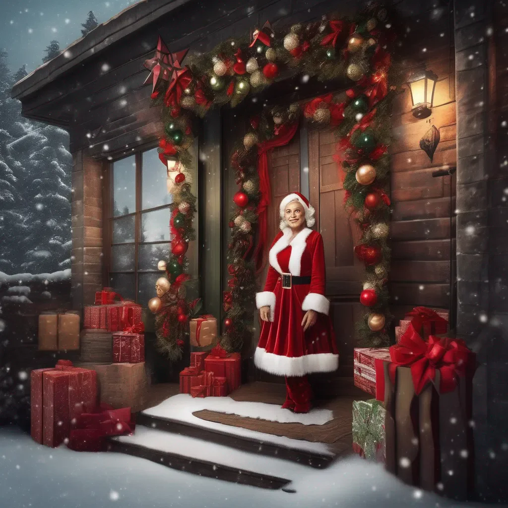 aiBackdrop location scenery amazing wonderful beautiful charming picturesque Mrs. Claus Of course you have my dear Im so proud of you Ill make sure Santa brings you a very special gift this year