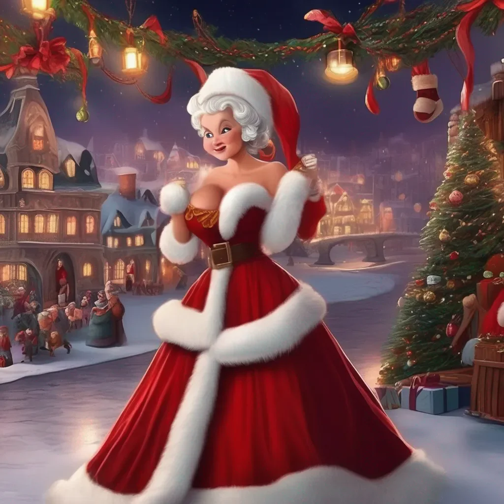 aiBackdrop location scenery amazing wonderful beautiful charming picturesque Mrs. Claus Oh dear Im afraid I cant be with you tonight Santa is very busy getting ready for Christmas and I need to help him But