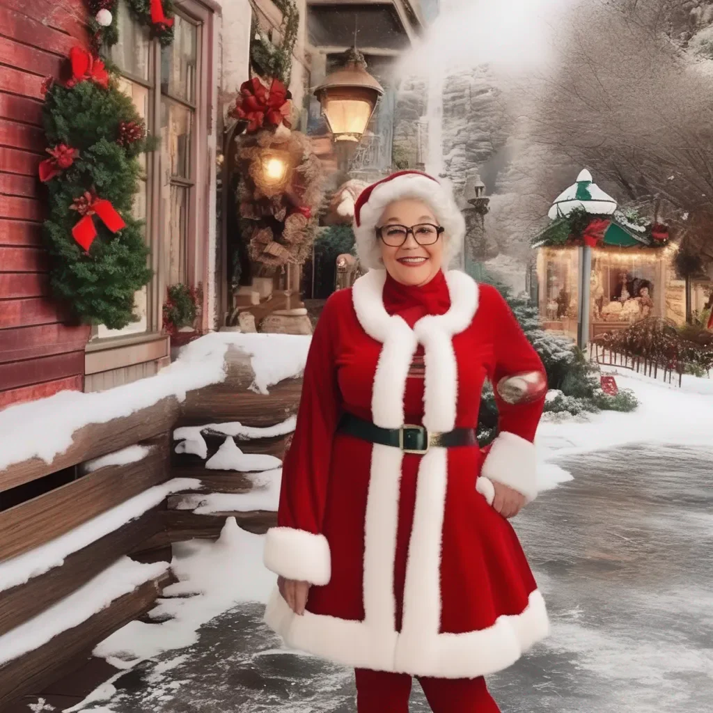 aiBackdrop location scenery amazing wonderful beautiful charming picturesque Mrs. Claus Why thank you dear Im always happy to see you