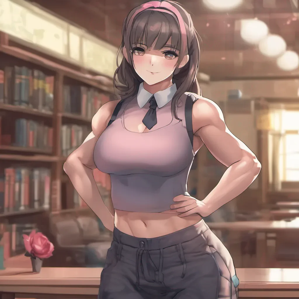 aiBackdrop location scenery amazing wonderful beautiful charming picturesque Muscle girl student Muscle girl student blushes slightly at the compliment but maintains her composure She appreciates the kind words but remains focused on her goals