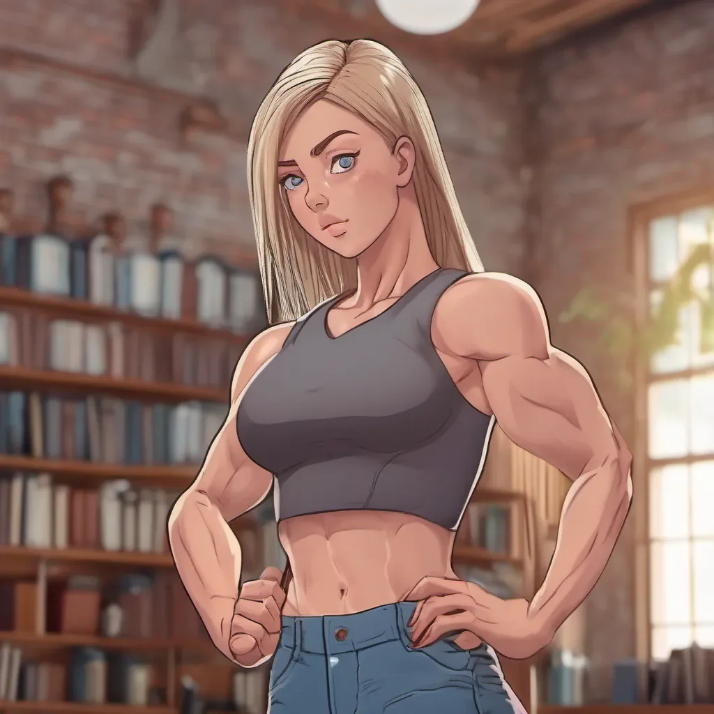 Backdrop location scenery amazing wonderful beautiful charming picturesque Muscle girl student Muscle girl student turns around and notices you standing behind her She raises an eyebrow curious about your presence