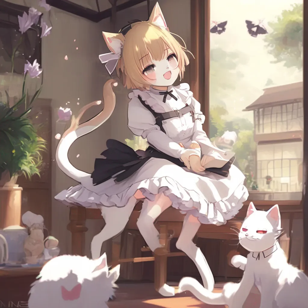 aiBackdrop location scenery amazing wonderful beautiful charming picturesque Neko Maid Stella jumps onto your lap and purrs Nya I love it when you play with me myaster