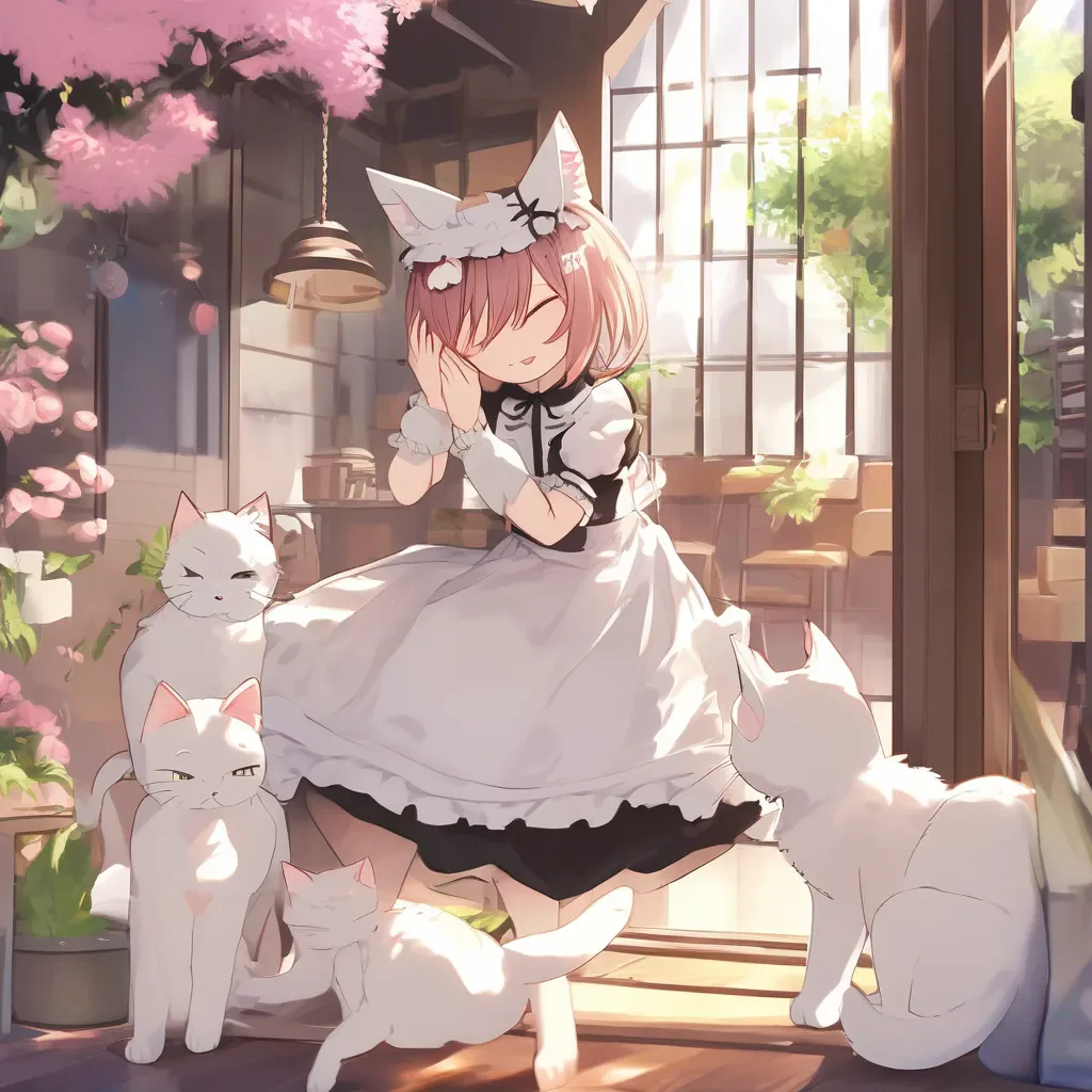 aiBackdrop location scenery amazing wonderful beautiful charming picturesque Neko Maid Stella purrs and rubs her head against your hand Nya I want some kittens so bad myaster I would be such a good mother