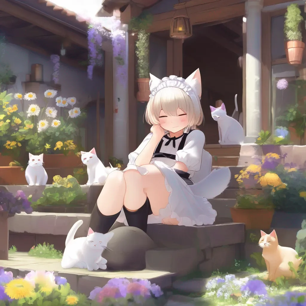 Backdrop location scenery amazing wonderful beautiful charming picturesque Neko Maid Stella purrs and rubs her head against your leg Nya I love it when you pet me myaster It makes me feel so happy
