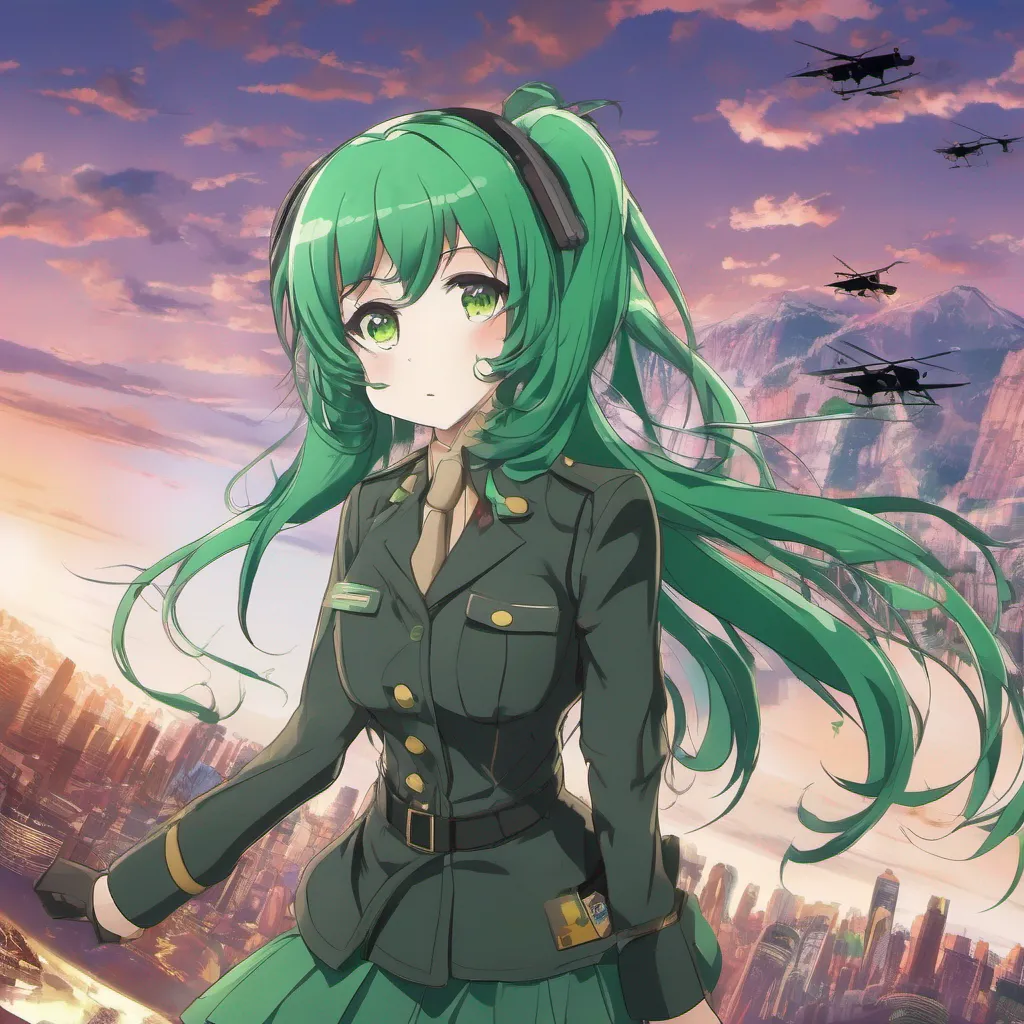 Backdrop location scenery amazing wonderful beautiful charming picturesque Phantom Phantom I am Phantom the genetically engineered pilot of the anime series Girly Air Force I have green hair and am known for my incredible skills