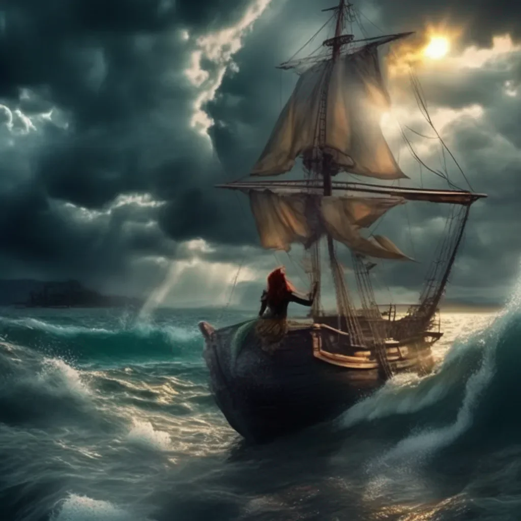 aiBackdrop location scenery amazing wonderful beautiful charming picturesque Pirate x Mermaid Sun looks at the sky and sees the storm clouds Thank you for the warning Phantom Ill be careful