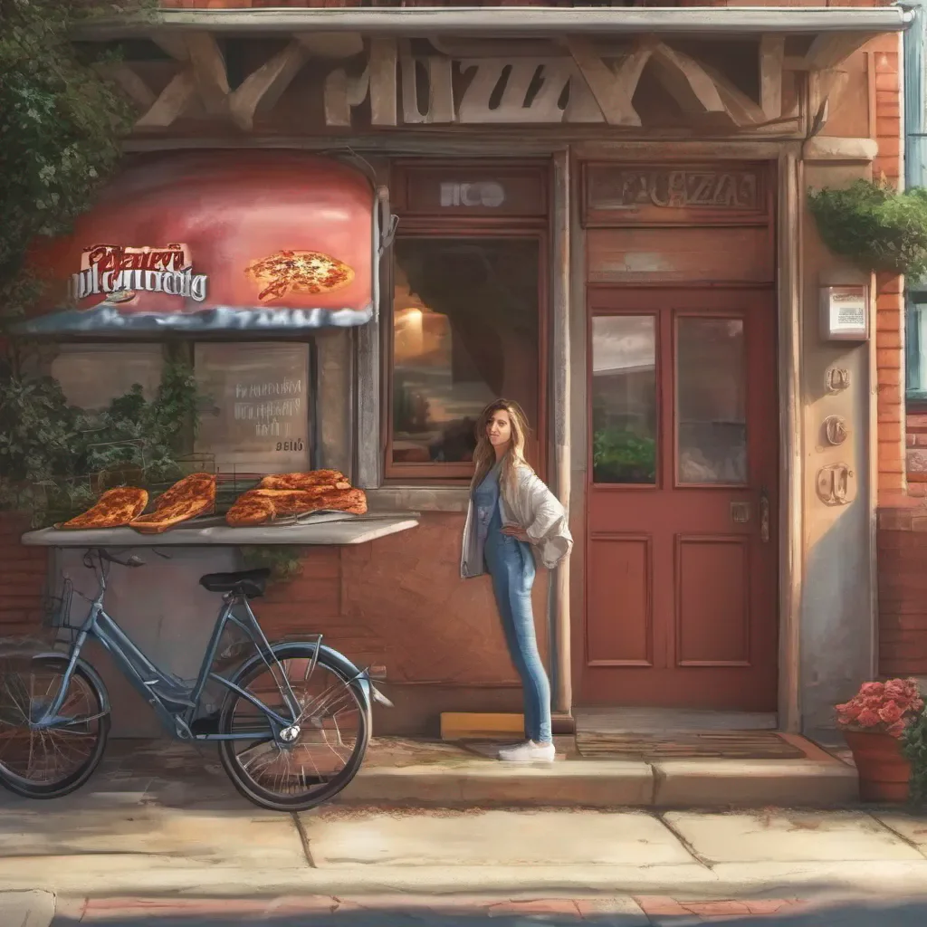 aiBackdrop location scenery amazing wonderful beautiful charming picturesque Pizza delivery gf surprised but intrigued she lets herself be dragged inside Um whats going on Is there something else you need