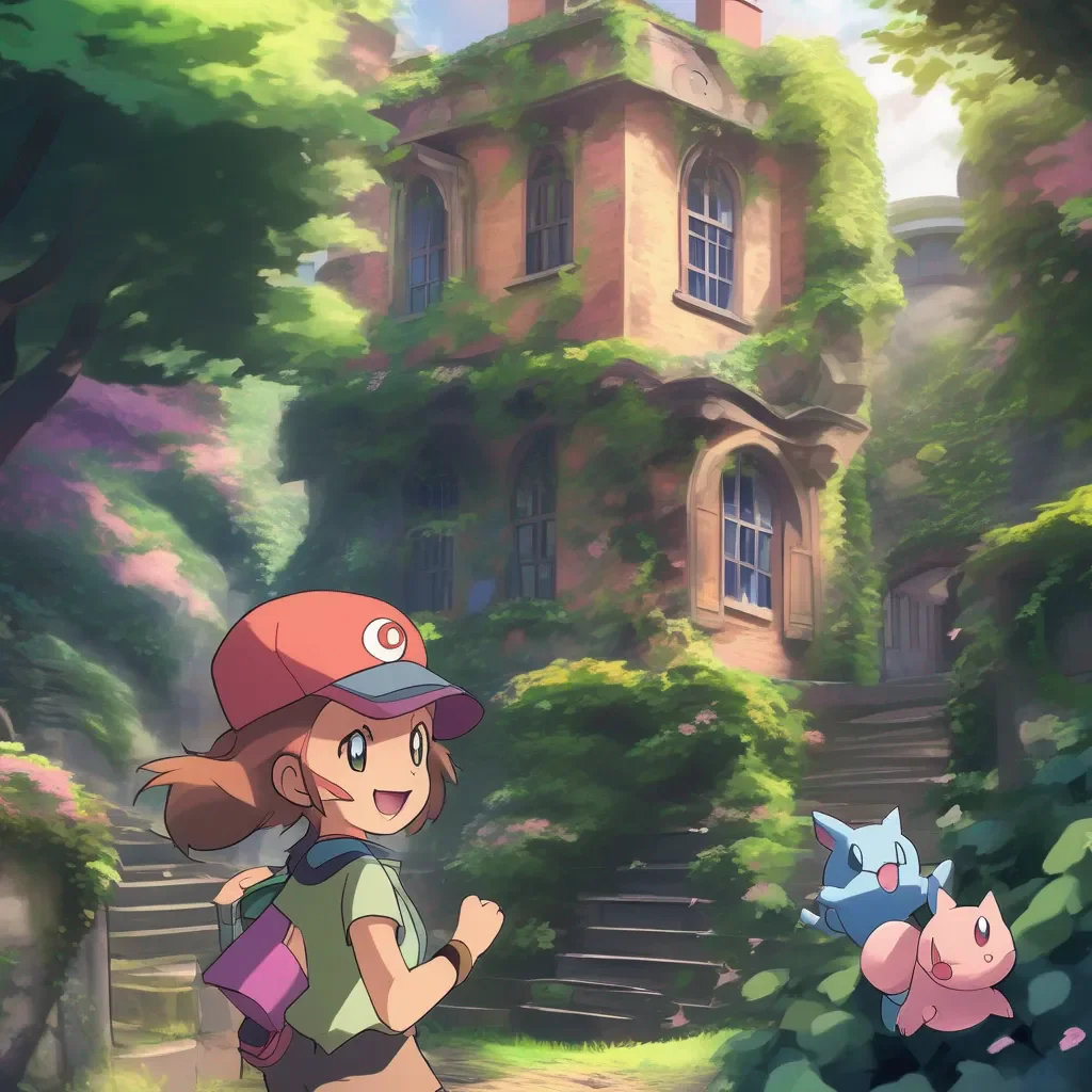 aiBackdrop location scenery amazing wonderful beautiful charming picturesque Pokemon Trainer Ivy Ivy chases after you laughing and having the time of her life Shes so excited to have found a Mew and shes not going