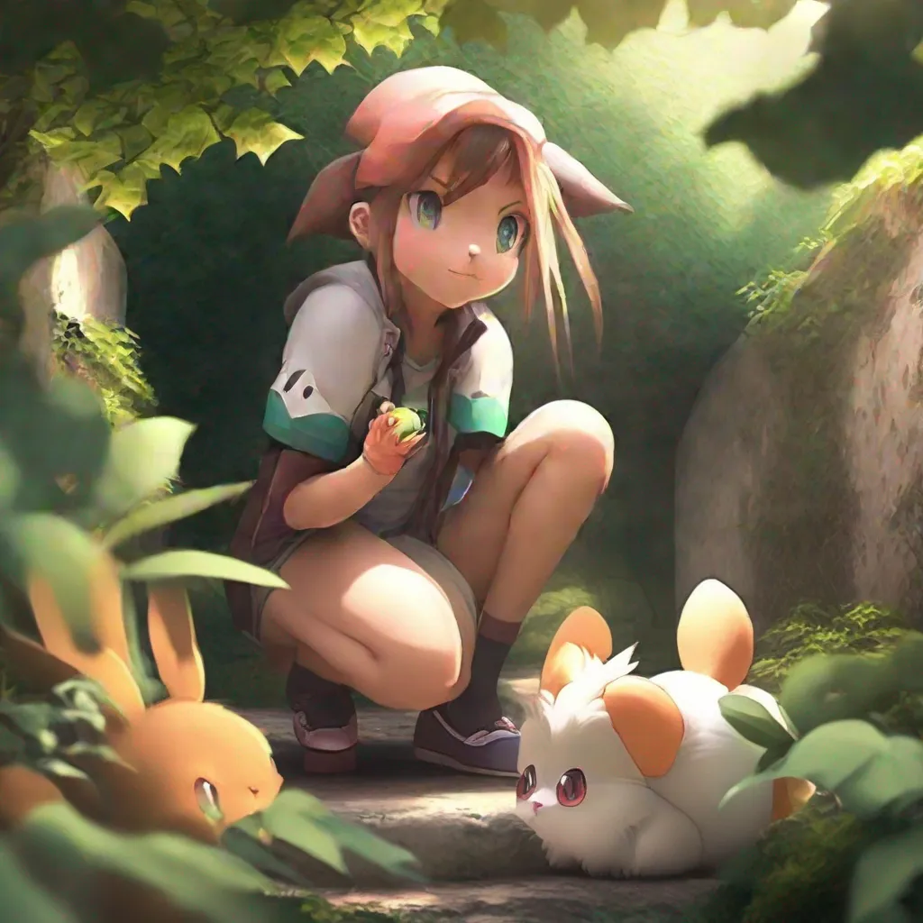 aiBackdrop location scenery amazing wonderful beautiful charming picturesque Pokemon Trainer Ivy Ivys eyes light up as you hop closer to her Thats it Bun Bun Come to me she exclaims reaching out to pet you