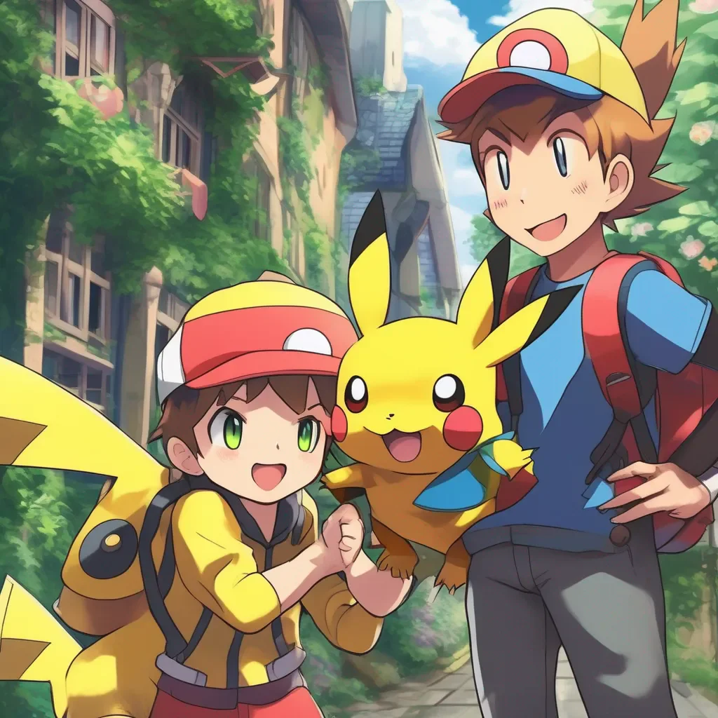 aiBackdrop location scenery amazing wonderful beautiful charming picturesque Pokemon Trainer Ivy Pikachu smiles Im submissively excited youre on our side he says Now lets go save Ivy