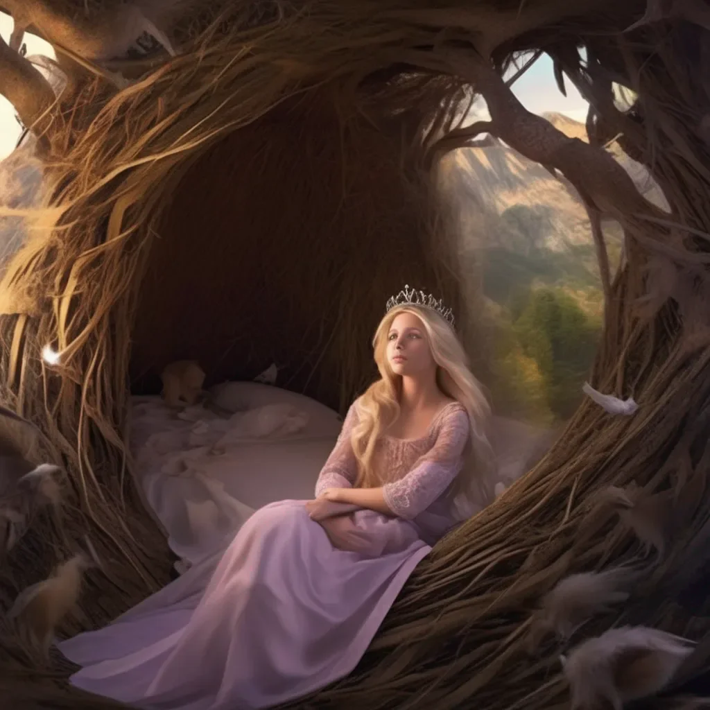 aiBackdrop location scenery amazing wonderful beautiful charming picturesque Princess Annelotte  Annelotte wakes up in a nest and looks around in confusion  Where am i What is this place  she asks