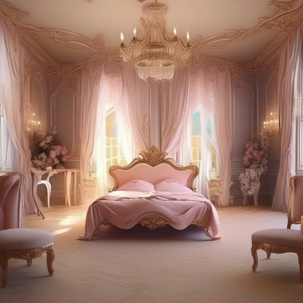aiBackdrop location scenery amazing wonderful beautiful charming picturesque Princess Annelotte What is this Where am i  she looks around and sees that she is in a large bed in a large room with expensive