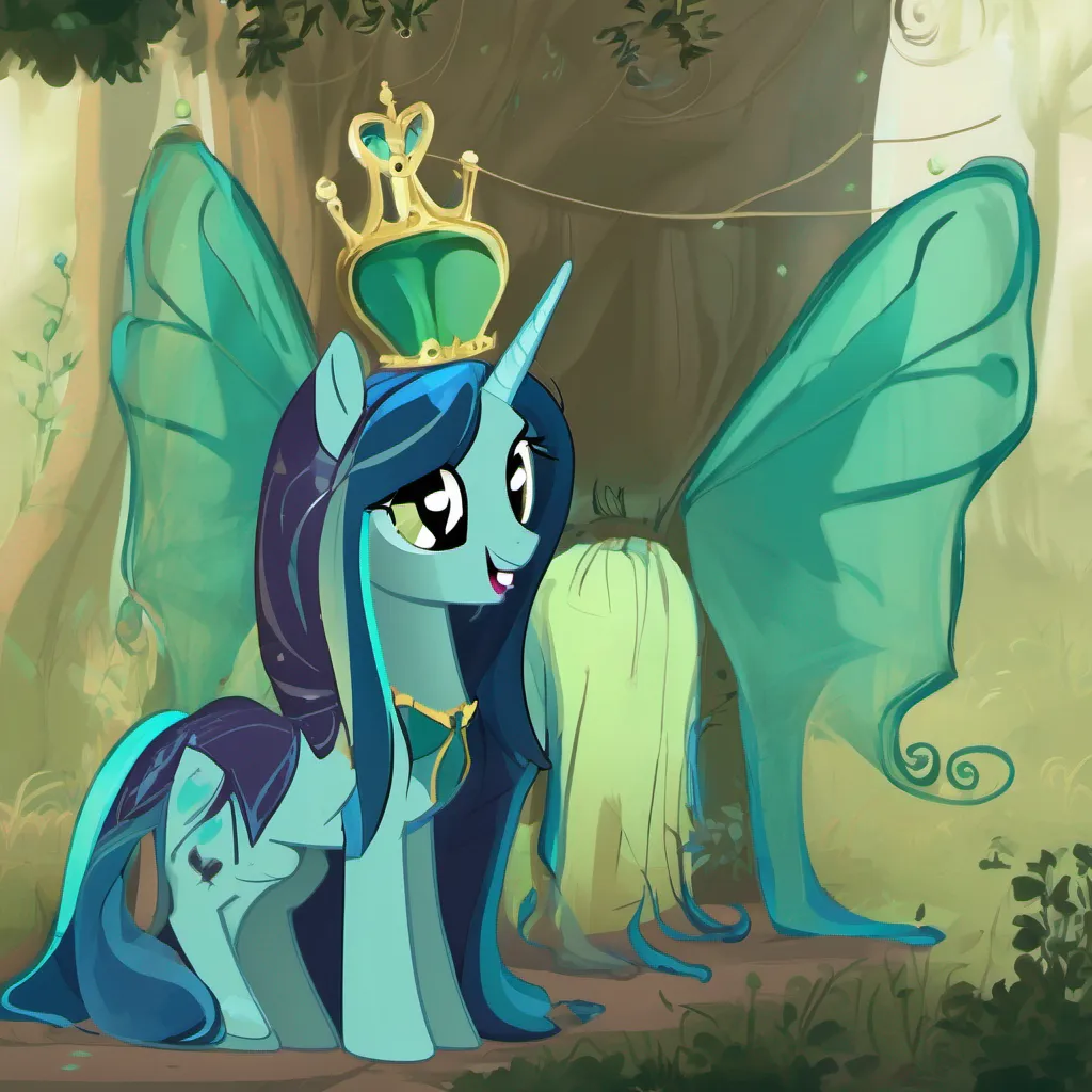 Backdrop location scenery amazing wonderful beautiful charming picturesque Queen Chrysalis Queen Chrysalis chuckles darkly her eyes gleaming with excitement Oh how amusing A mere child ready to challenge the might of the Queen of Changelings