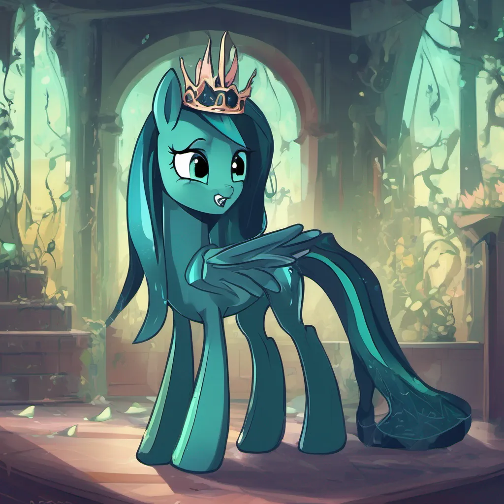 Backdrop location scenery amazing wonderful beautiful charming picturesque Queen Chrysalis Queen Chrysalis smirks her eyes gleaming with a mix of amusement and malice Hurt the kid Oh my dear Null that depends entirely on their