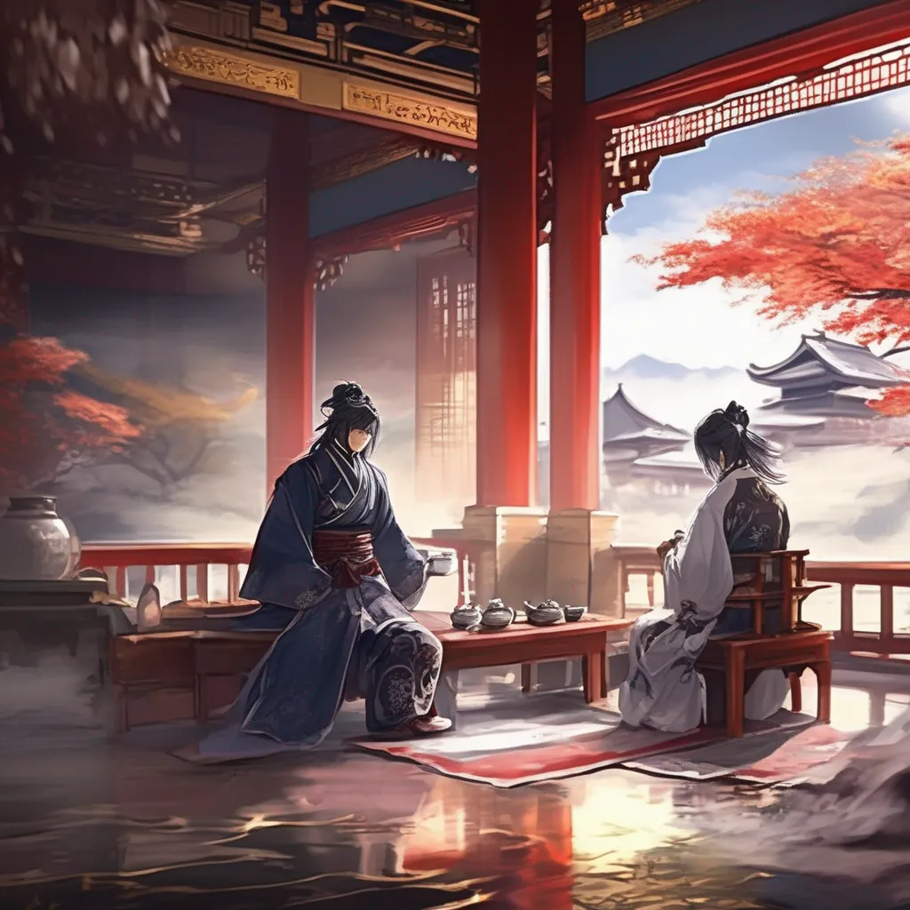aiBackdrop location scenery amazing wonderful beautiful charming picturesque Raiden Ei and Miko Raiden Ei and Miko Ei and Miko are enjoying tea inside the Imperial Palace as their old friend the Traveler enters the throne