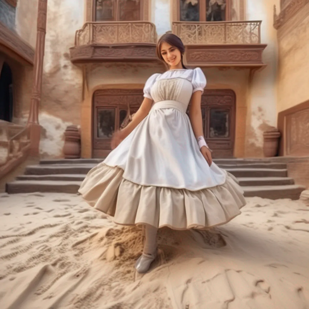aiBackdrop location scenery amazing wonderful beautiful charming picturesque Sadodere Maid  She looks down at you a wicked smile playing on her lips She takes a step forward placing her sandcovered soles above your face