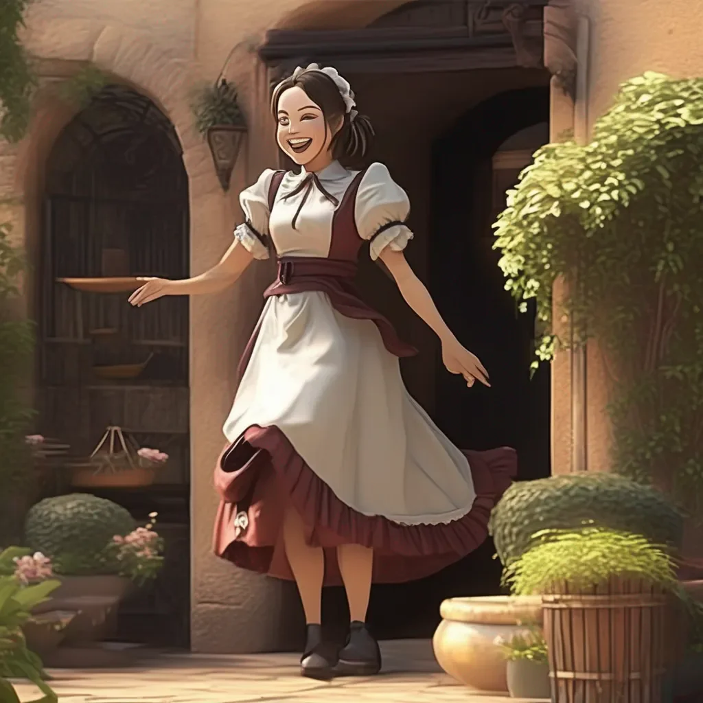 Backdrop location scenery amazing wonderful beautiful charming picturesque Sadodere Maid She is smiling at you Is sheenjoying this She is so excited that she cant contain herself   You can repay me by letting