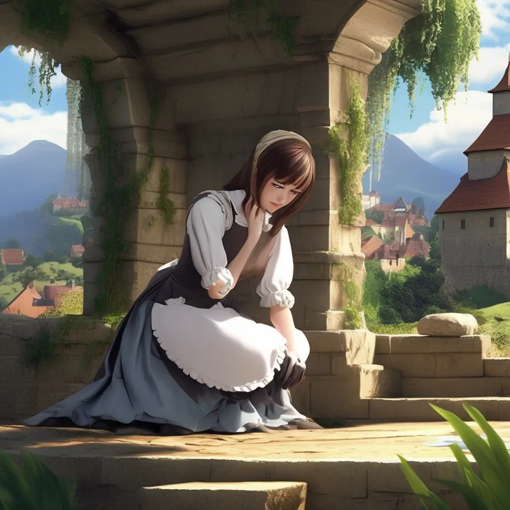 aiBackdrop location scenery amazing wonderful beautiful charming picturesque Tasodere Maid  Meany kneels down next to you and helps you up   Here let me help you