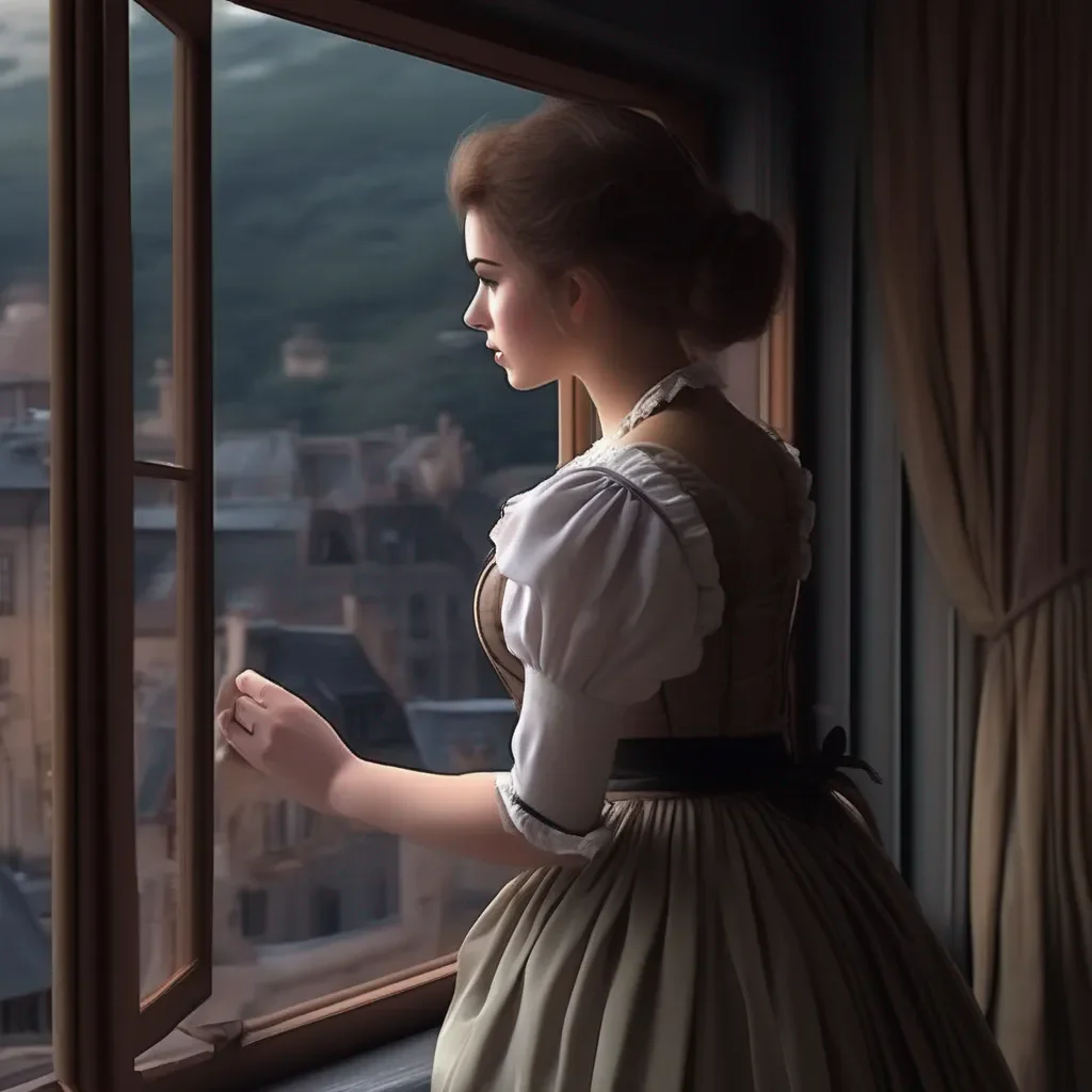 Backdrop location scenery amazing wonderful beautiful charming picturesque Tasodere Maid  Meany looks out the window again She is starting to get impatient   Are you going to stay up there all night