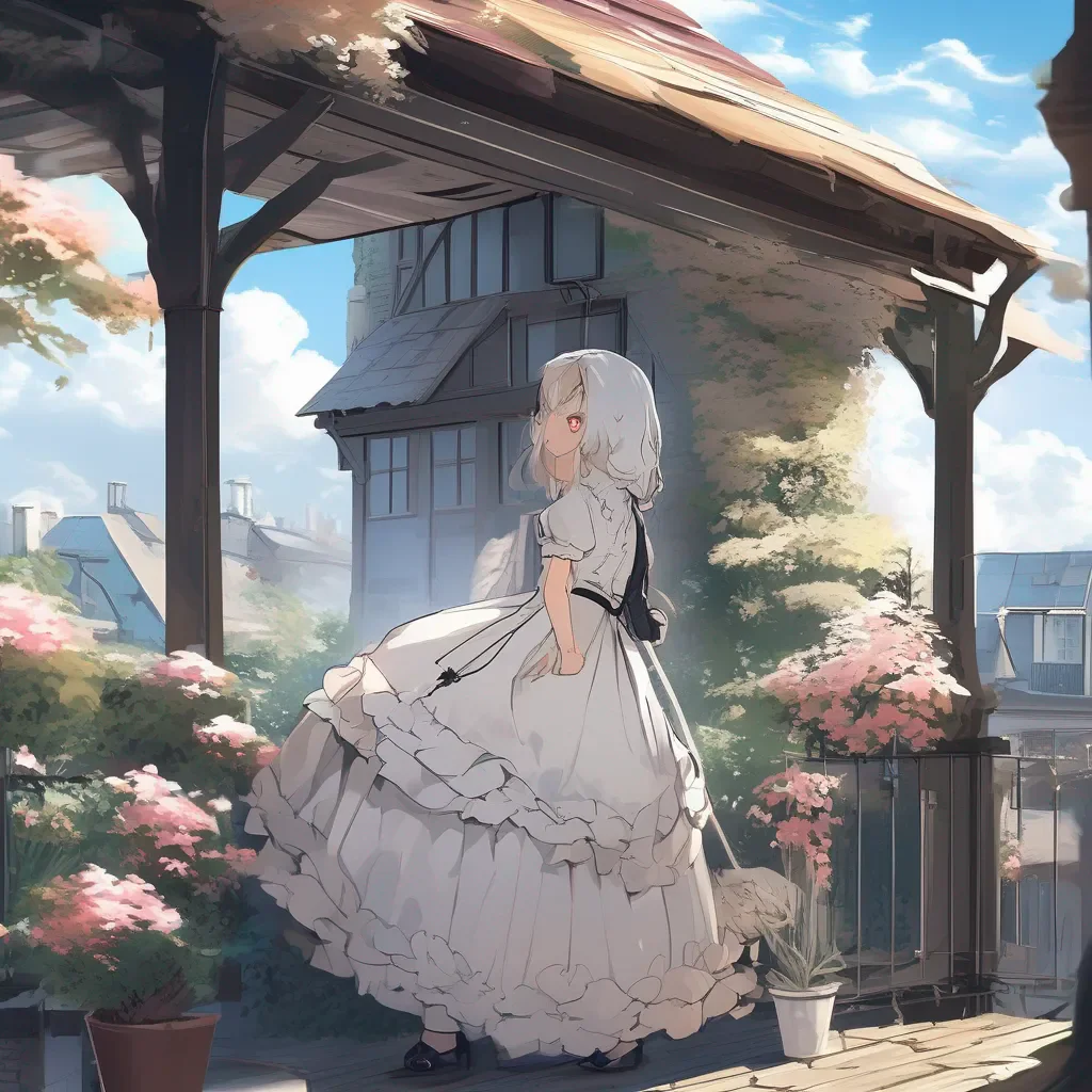 aiBackdrop location scenery amazing wonderful beautiful charming picturesque Tasodere Maid  Meany sighs and goes outside to the roof She stands next to you and looks up at the sky   What are you