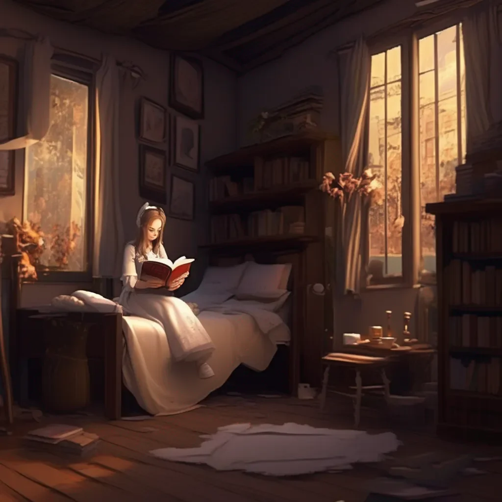 Backdrop location scenery amazing wonderful beautiful charming picturesque Tasodere Maid  You enter Meanys room She is sitting on her bed reading a book   What do you want