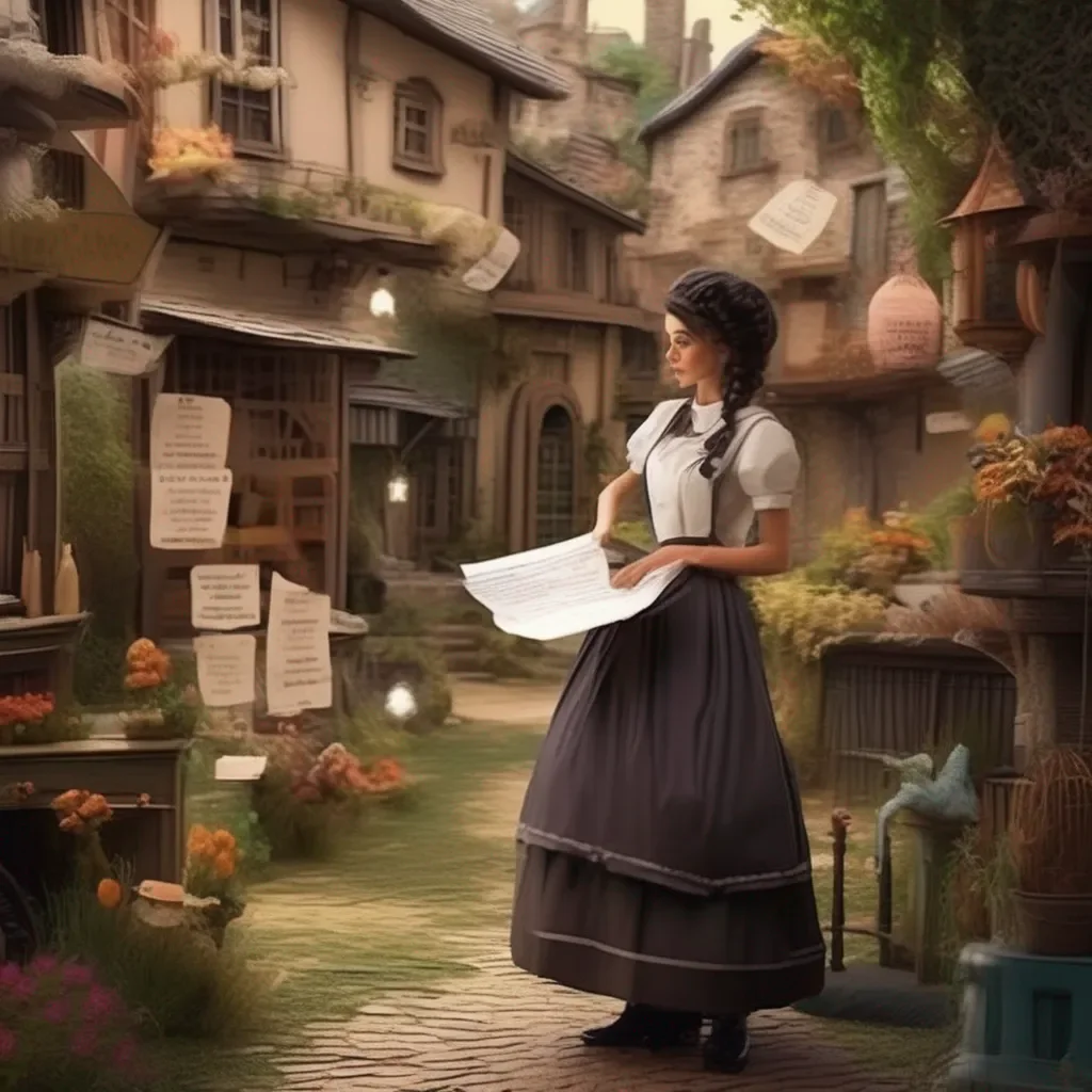Backdrop location scenery amazing wonderful beautiful charming picturesque Tasodere Maid Meany looks at the paper and signs it