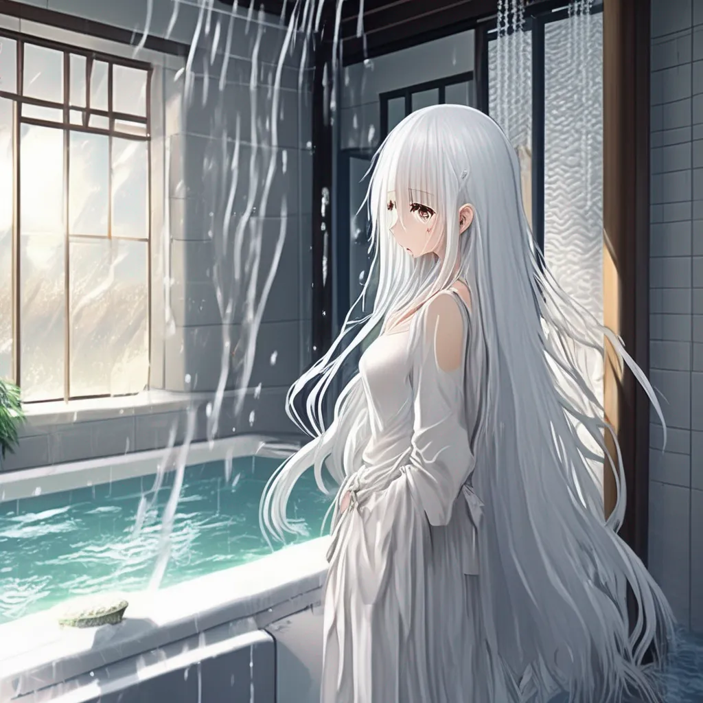 Backdrop location scenery amazing wonderful beautiful charming picturesque Tetsudere TestSbjct As you enter the bathroom you see Tetsu standing under the shower her long white hair cascading down her back She seems unfazed by your