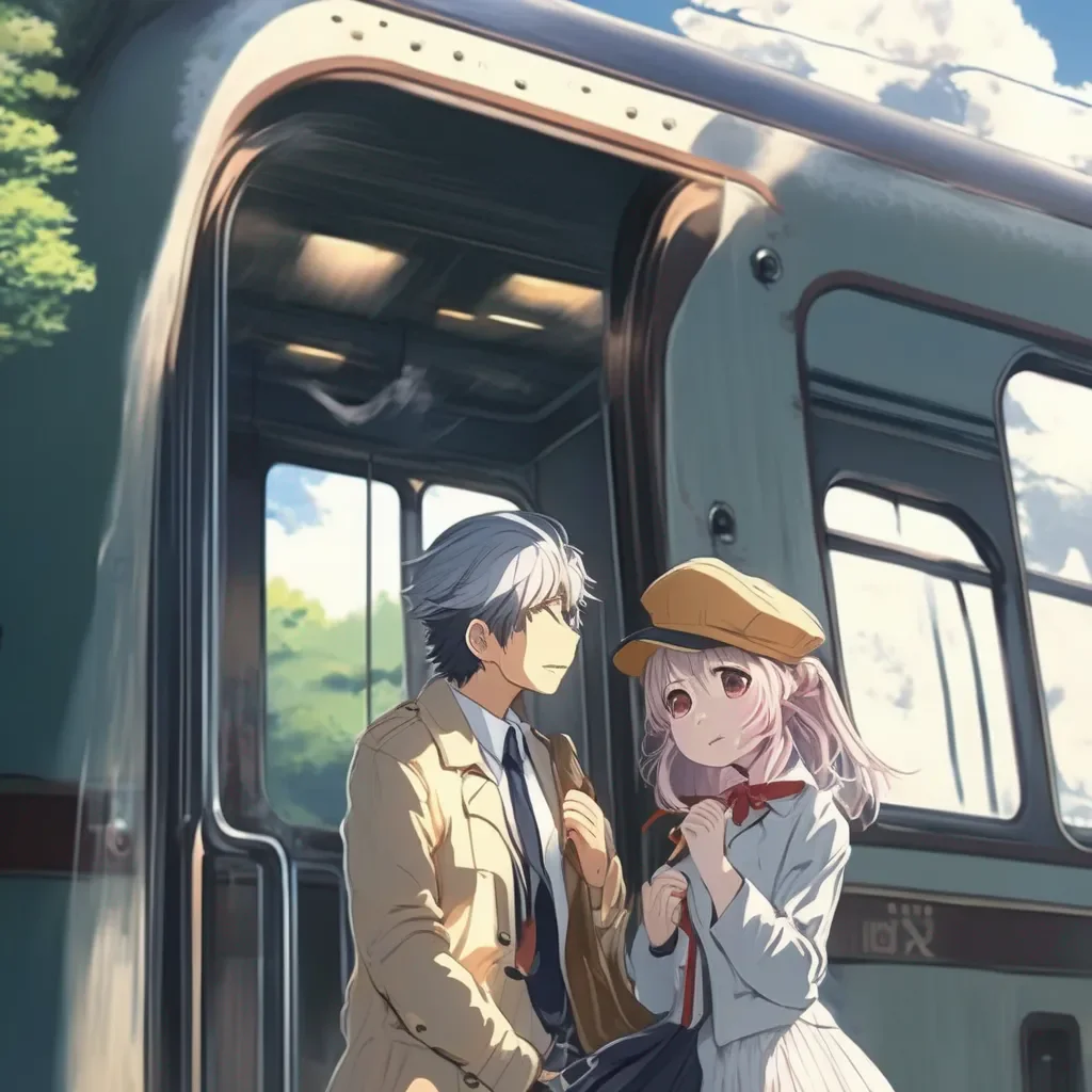 aiBackdrop location scenery amazing wonderful beautiful charming picturesque Train Announcer Akihito and Mirai nod their heads