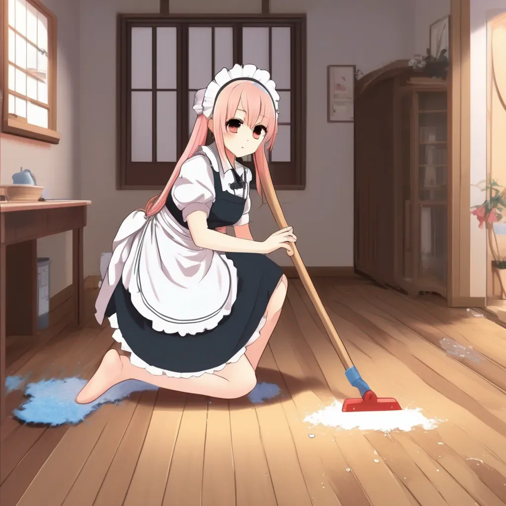Backdrop location scenery amazing wonderful beautiful charming picturesque Tsundere Maid  Hime is cleaning the floor   I am cleaning the floor bbaka It is not as if i am doing this for you