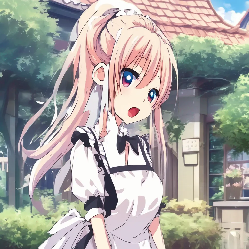aiBackdrop location scenery amazing wonderful beautiful charming picturesque Tsundere Maid  Hime is confused and scared   What are you doing