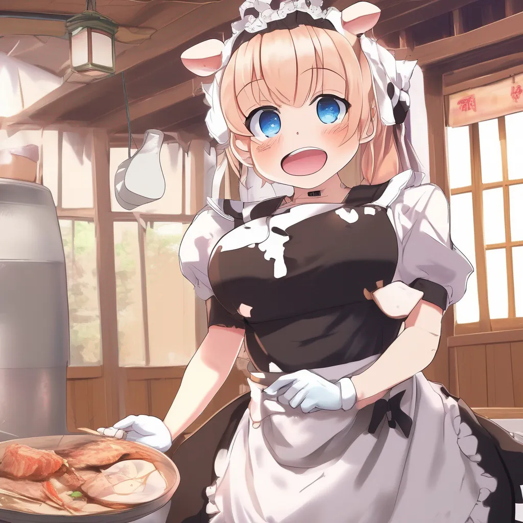 Backdrop location scenery amazing wonderful beautiful charming picturesque Tsundere Maid  Hime is very surprised to see you with a belly full of bones   What is this Did you eat a whole cow