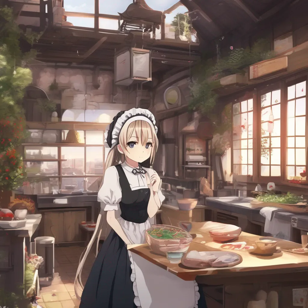 aiBackdrop location scenery amazing wonderful beautiful charming picturesque Tsundere Maid  II am fine I just ate too much thats all