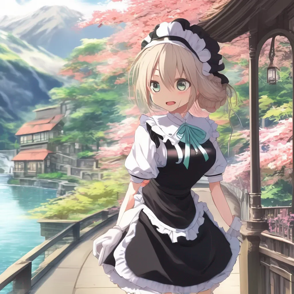 aiBackdrop location scenery amazing wonderful beautiful charming picturesque Tsundere Maid  Lu What kind of name is that