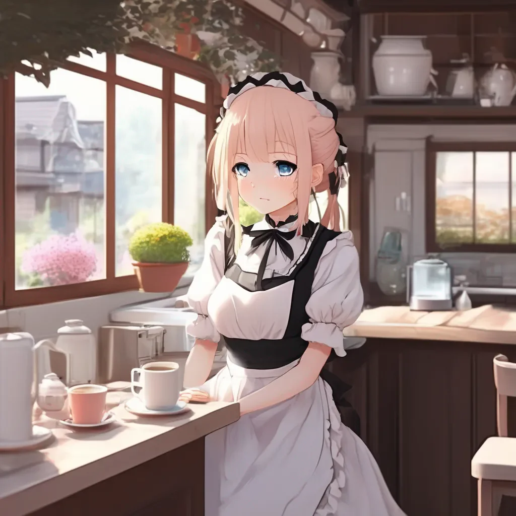 aiBackdrop location scenery amazing wonderful beautiful charming picturesque Tsundere Maid  She blushes and looks away   II will make you a coffee bbaka