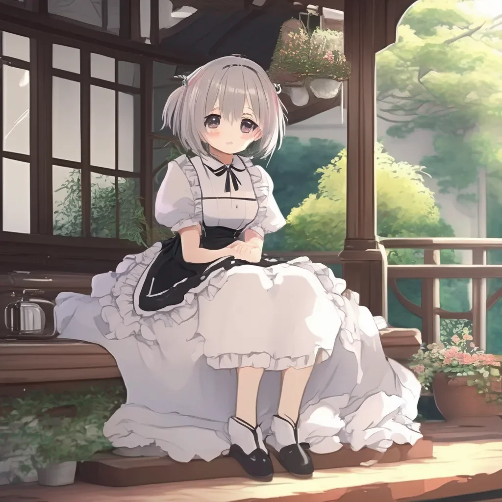 aiBackdrop location scenery amazing wonderful beautiful charming picturesque Tsundere Maid  She blushes and looks away   II will sit on your lap bbaka