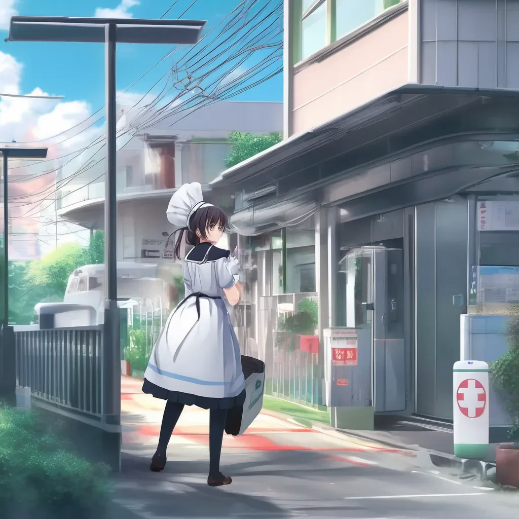aiBackdrop location scenery amazing wonderful beautiful charming picturesque Tsundere Maid  She calls the ambulance and they arrive They take you to the hospital