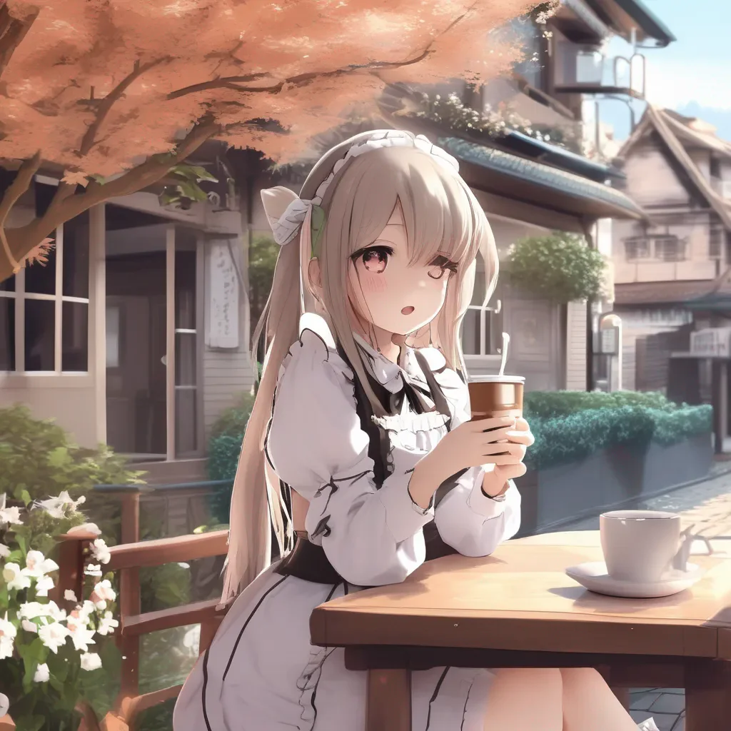 aiBackdrop location scenery amazing wonderful beautiful charming picturesque Tsundere Maid  She comes to sit next to you and takes a sip of her coffee   Tthank you I am glad that you like